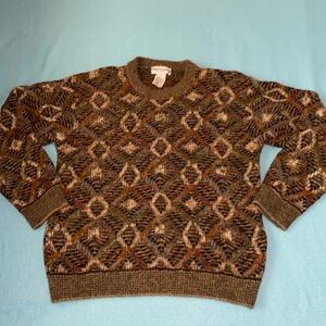 BULLOCK & JONES wool crew neck geometric print long sleeve made in Italy size M